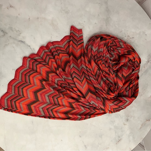 Orange brown scarf Missoni like pattern - Picture 7 of 7